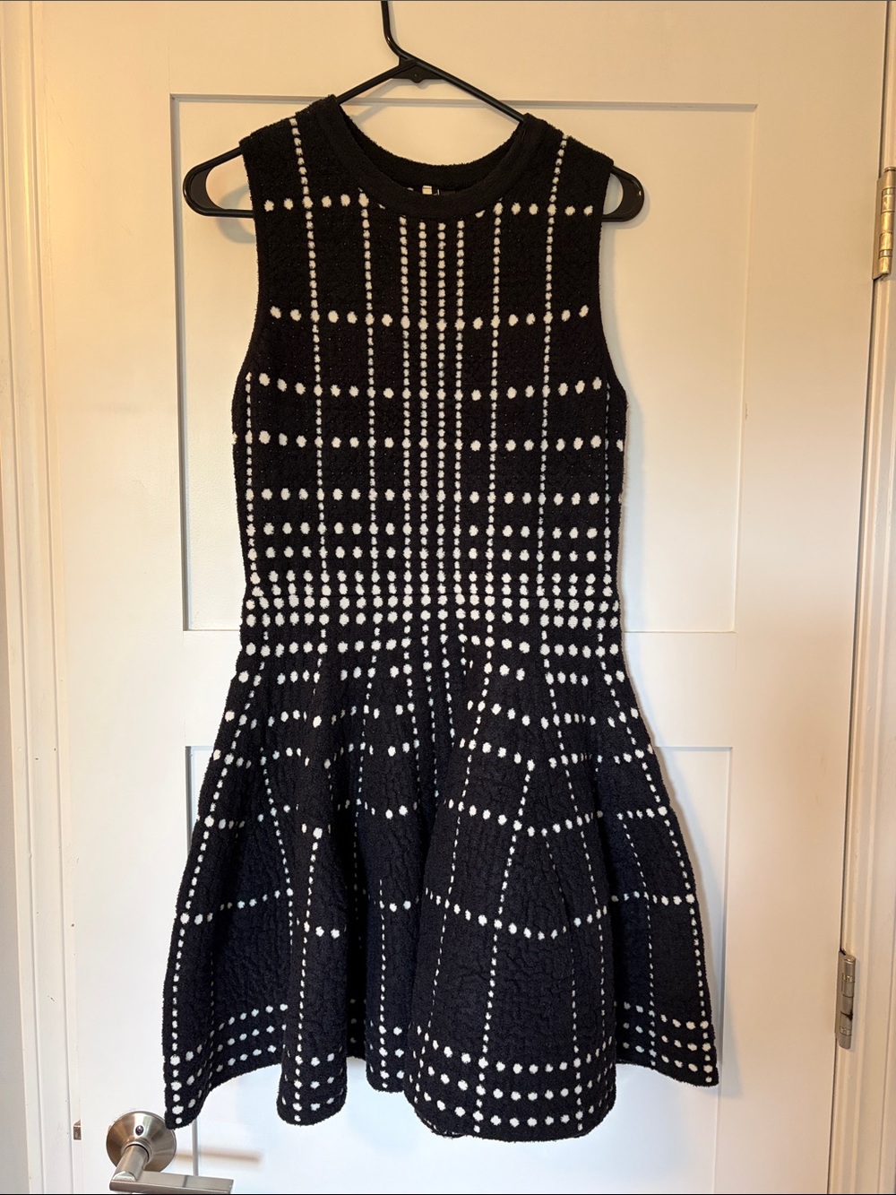 Topshop Black Knit Mini Dress with Flared Skirt